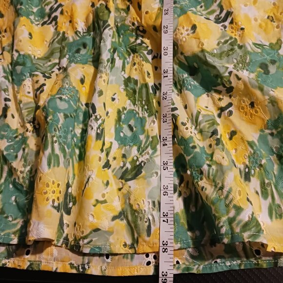 New‎ Kensie Dresses Womens Mini Eyelet Fit & Flare Dress Citron Multi Size 12 - Picture 14 of 15